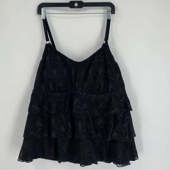 Island Escape Women’s Layered Lined Lace Tankini Swim Tank Top size 24W - Picture 1 of 4